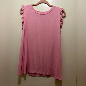 JODIFL Soft Pink Sleeveless Ruffle Top